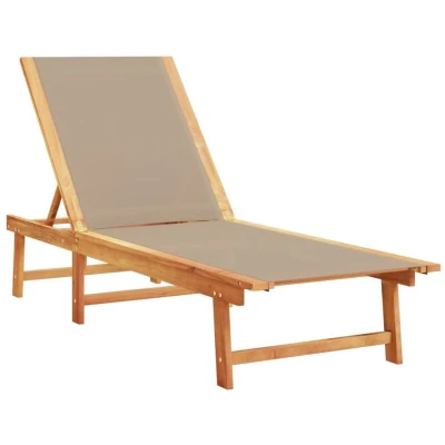 Image of vidaXL Sun Lounger Taupe Solid Wood Acacia and Textilene