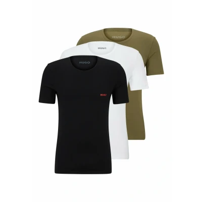 Image of HUGO 3 PACK RN Triplet P Undershirt, Men&#039;s, Size: Small, Open green five