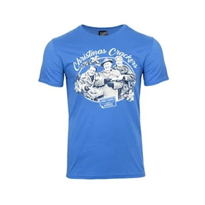 Image of Only Fools and Horses Official Christmas Crackers T Shirt with Grandad (XXL, Blue)