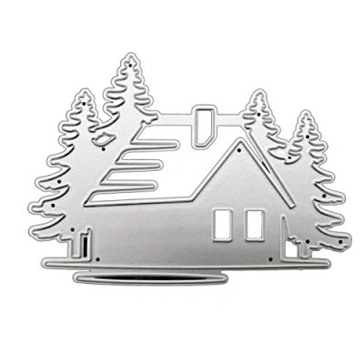 Image of House Tree Metal Cutting Dies Stencil Scrapbooking Album Paper Card Template Mold Craft