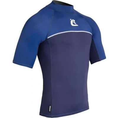 Image of Cressi Shield Man Rash Guard Short/SL Protective for Sup and Water Sports, Blue/Royal Blue, XL, Men&#039;s