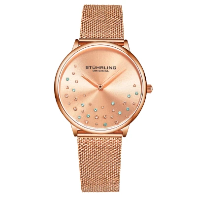 Image of Stührling Womens Rose Gold Symphony Quartz 38mm One Size