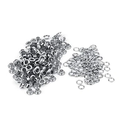 Image of 100pcs 5mm Metal Grommet Eyelets Kit, Brass and Iron Washers Kit for Leather Crafts, DIY Projects(Silver)
