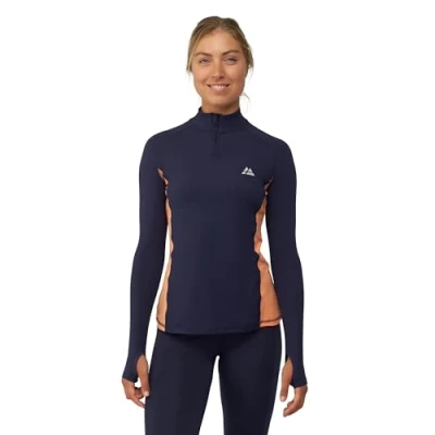 Image of DANISH ENDURANCE Long Sleeved Sports Top, Workout Shirt, Running, for Women, Navy/Peach, XL