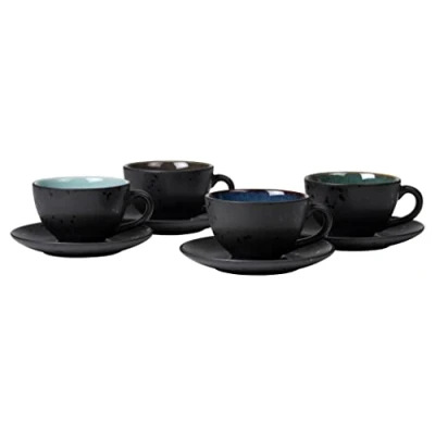 Image of Bitz Cup and Saucer Gastro Black/multi Blue 240 ml 4 Pieces