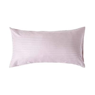 Image of HOMESCAPES Dusky Pink Pure Egyptian Cotton King Size Pillowcase 330 TC 500 Thread Count Percale Equivalent Satin Stripe Housewife Pillow Case Pack of 4
