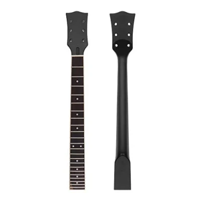 Image of Alnicov Electric Guitar Neck DIY For Gibson LP Guitars Parts Replacement 22 Fret Maple Rosewood Fretboard with White Dots Inlay Black Gloss 2