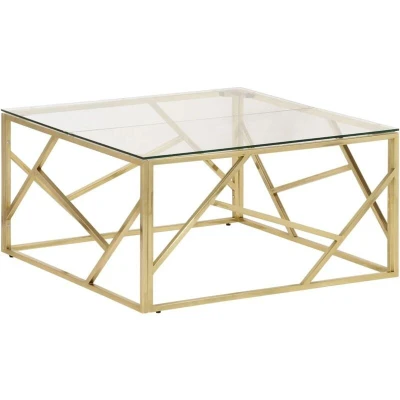 Image of vidaXL Coffee Table Gold Stainless Steel and Tempered Glass