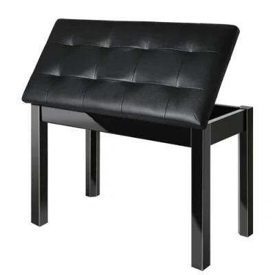 Image of AODSK Wooden Duet Piano Bench with Padded Cushion and Storage Compartment for Music Books 29.13&#039;&#039;x12.99&#039;&#039;x18.11&#039;&#039;(Black) (Duet Bench)
