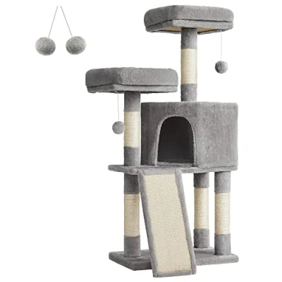 Image of Feandrea Cat Tree, Condo 115 cm, Scratching Ramp, Light Grey PCT141W01