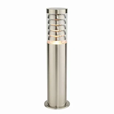 Image of Outdoor 450mm Floor Bollard Post Brushed Stainless Steel IP44 Decking/Patio/Garden Lantern Light Warm White