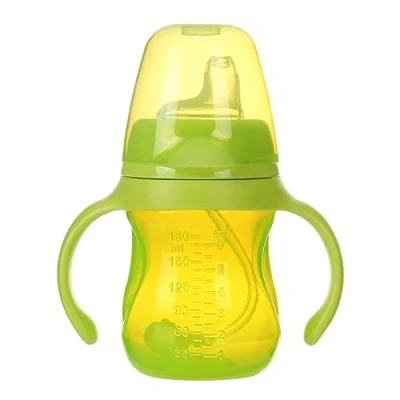 Image of tinysiry 180ML Trainer Cup Sippy Cup, Leak Proof Soft Drinking Spout, Rounded Handle Kids Bottle Baby &amp; Toddler Cups with Straw, Weighted Straw Green