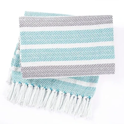 Image of EHC Throws for Sofas Large, beds Double Settee Sofa Bed Cover, 150 x 200 cm,Teal Herrinbone