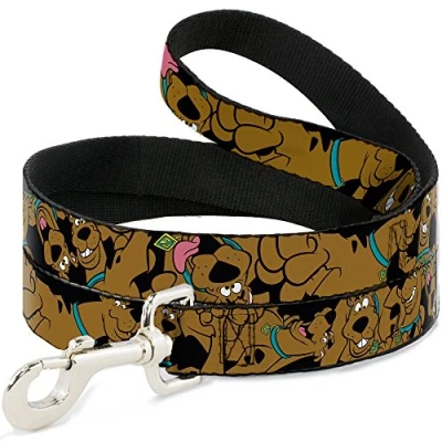 Image of Buckle Down Dog Leash Scooby Doo Stacked Close Up Black Available In Different Lengths and Widths For Small Medium Large Dogs Cats, 6 Feet Long 1/2&quot; Wide