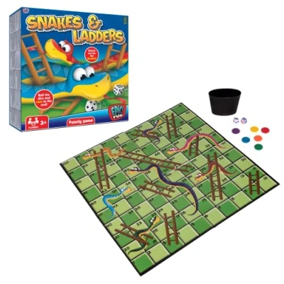 Image of HTI Toys Traditional Games Snakes &amp; Ladders Family Board Game Set
