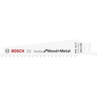 Image of Bosch Professional 2608657723 5 pieces Sabre Saw Blade S 511 DF Flexible for Wood and Metal (Length 100 mm, Accessories) , White