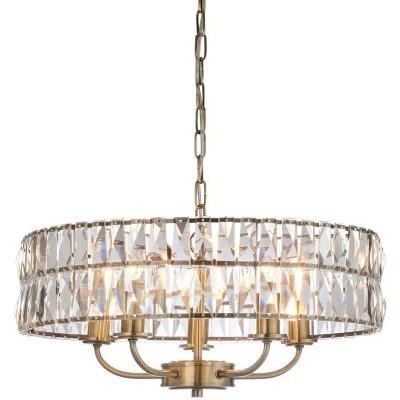 Image of Clifton 5 Light Multi Arm Lamp Ceiling Pendant Antique Brass