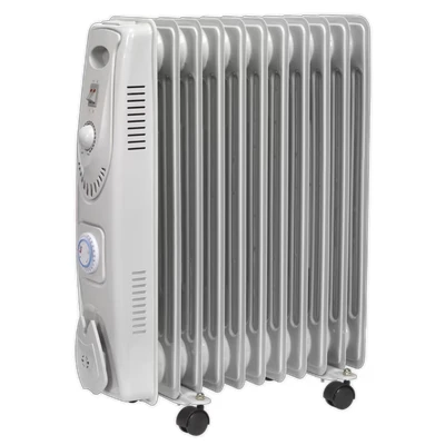 Image of Sealey Oil Filled Radiator 2500W/230V 11 Element with Timer
