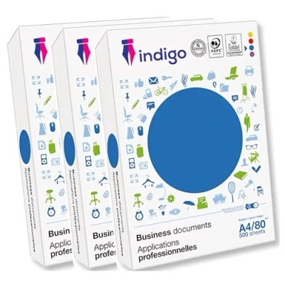 Image of indigo BOX of A4 Professional Business Office White Printer Copier paper 3 Reams 500 (80gsm) Multifunction laser inkjet 1500 Sheets
