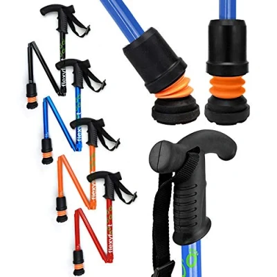 Image of Flexyfoot Shock Absorbing Derby Handle Folding Walking Stick Choice of Colours Available Here Improved Comfort, Grip, Safety Colour: Blue