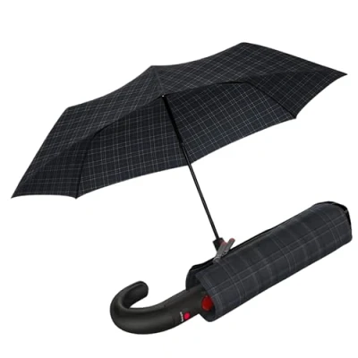 Image of Knirps T.260 Medium Duomatic Crook Handle Men&#039;s Prints Check