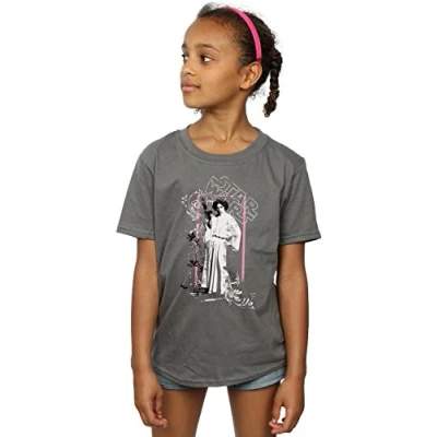 Image of Star Wars Girls Princess Leia Distressed T Shirt 12 13 Years Charcoal