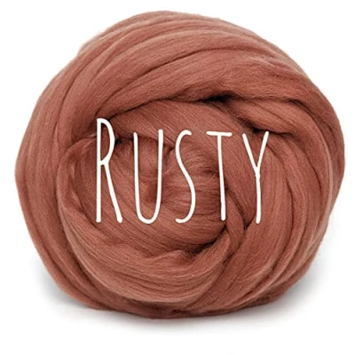 Image of Merino Wool Rusty for arm Knitting Blanket Weaving Felting Jumbo Yarn Giant Soft 50g (0.11lb)