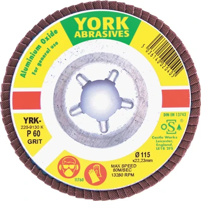 Image of York 100 X 16MM Flap Discs Conical Aluminium Oxide Backed