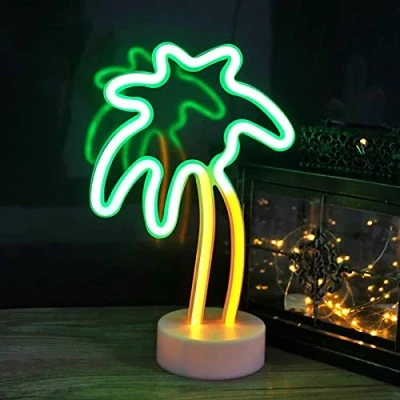 Image of ZVO Neon Coconut Tree Light, LED Signs, Decorative Art Night USB/Battery Powered Desk Lamp Table Decor Light for Bedroom Room Decoration Birthday Gift