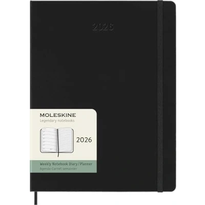 Image of Moleskine Weekly Planner, 2026 Agenda 12 Months With Space For Notes, Hard Cover and Elastic Closure, XL Size 19x25, Black Color