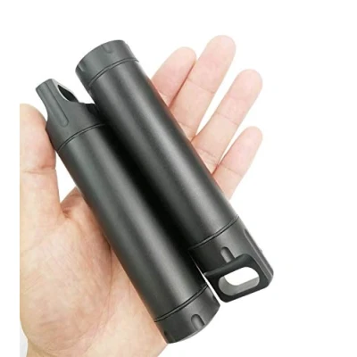 Image of 2pcs Waterproof EDC Survival Capsule Emergency Pill Holder Container Large Capacity Air Tight Seal Bottle Military Level Aluminum Outdoor Dry Storage Case