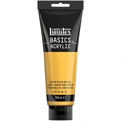 Image of LIQUITEX 88700217 Basics Acrylic Paint, Cadmium Yellow Deep Hue, 250 ml Tube