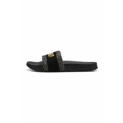 Image of Puma Leadcat Animal Flair Slipons, Women&#039;s, Size: 3, black/puma gold shoes
