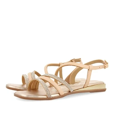 Image of GIOSEPPO Women&#039;s Knapp Flat Sandal, Nude, 4 UK
