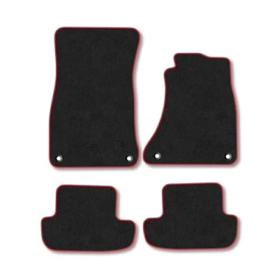 Image of Car Mats Compatible with Audi A5 (2006 2016) [Coupe; Cabriolet] Tailored Fit Red Carpet Floor Set Accessory Custom 4 Pieces Anti Slip Backing &amp; Binding Trim Edge