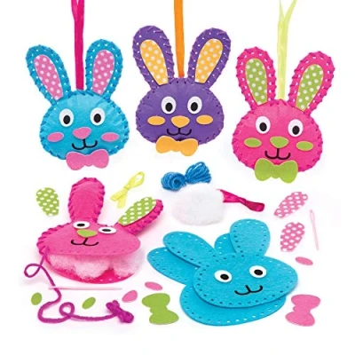 Image of Baker Ross AW137 Bunny Sewing Kits (Pack of 3) Easter Crafts for Kids to Make and display