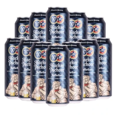 Image of BEER HUNTER Hacker Pschorr Kellerbier German Lager 500ml Cans 5.5% ABV (12 Pack)