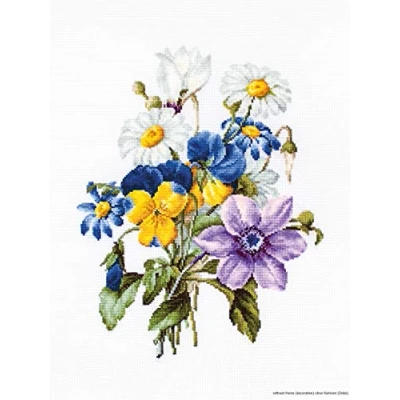 Image of Luca S B2348 Bouquet with Camomile Cross Stitch Kit Cotton, Multicoloured, 19x24.5 cm