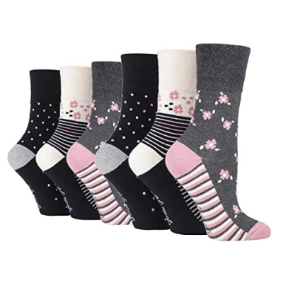 Image of Gentle Grip 6 Pairs Ladies No Elastic Design Socks by Sock Shop (4 8 uk, GG217)