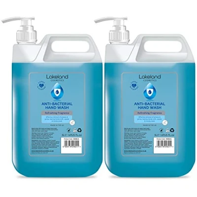 Image of Lakeland Cosmetics antibacterial soap hand wash 5L Litre With Pump fragranced anti bacterial liquid wash, made in UK (Pack of 2)