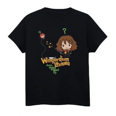 Image of Harry Potter Girls Hermione Granger Wingardium Leviosa Junior T Shirt 12 13 Years Black