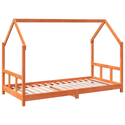 Image of vidaXL Kids Bed Frame Wax Brown 90x190 cm Solid Wood Pine