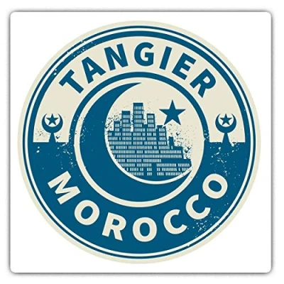 Image of Square Stickers (Set of 2) 7.5cm Morocco Tangier Travel Fun Decals for Laptops,Tablets,Luggage,Scrap Booking,Fridges, 7446