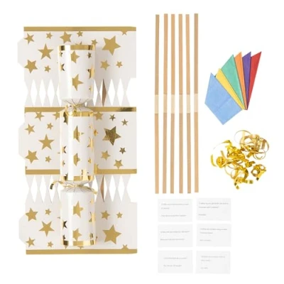 Image of Make Your Own Christmas Cracker Kit Crackers Hats Snaps Jokes (Goldstar, 12)