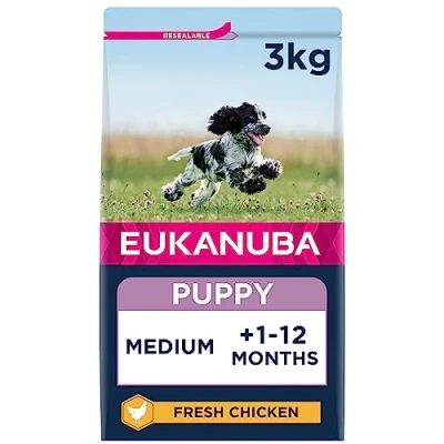 Image of Eukanuba Complete Dry Dog Food for Puppy Medium Breeds with Fresh Chicken 3 kg