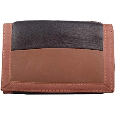 Image of Mens/Boys Tri Fold Leather Wallet/Coin/Money Holder Brown