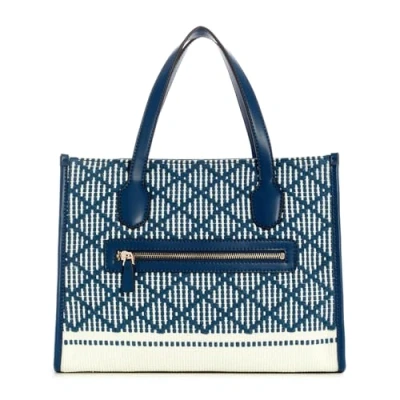 Image of Guess Silvana Compartment TOTE Handbag, Women&#039;s, Size: One Size, Navy/multi