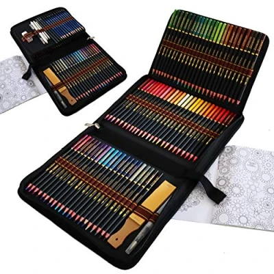 Image of WRKEY Professional Watercolour Pencils, Set of 96, Multi Coloured Drawing Pencils for Adults in Bright Assorted Shades, Colouring, Blending and Layering