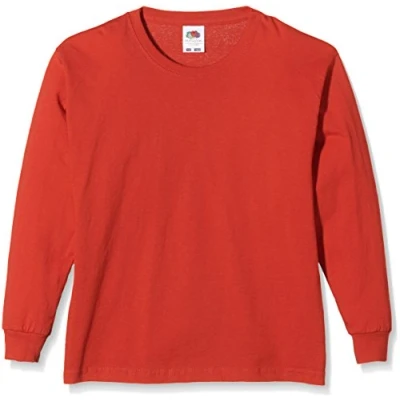 Image of Fruit of the Loom Unisex Kids Valueweight Long Sleeve T Shirt, Red, 12 13 Years (Manufacturer Size:34)
