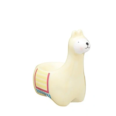 Image of KitchenCraft Ceramic Llama Shaped Novelty Egg Cup, 10 x 5.5 9.5 cm (4&quot; 2&quot; 3.5&quot;) Beige